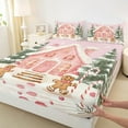thumbnail image 3 of Manfei Merry Christmas Queen Sheet Sets,Kawaii Gingerbread Man Flat Sheet,Green Xmas Tree Queen Fitted Sheet For Girls Teens,Luxury Bedroom Decor,4pcs, 3 of 7
