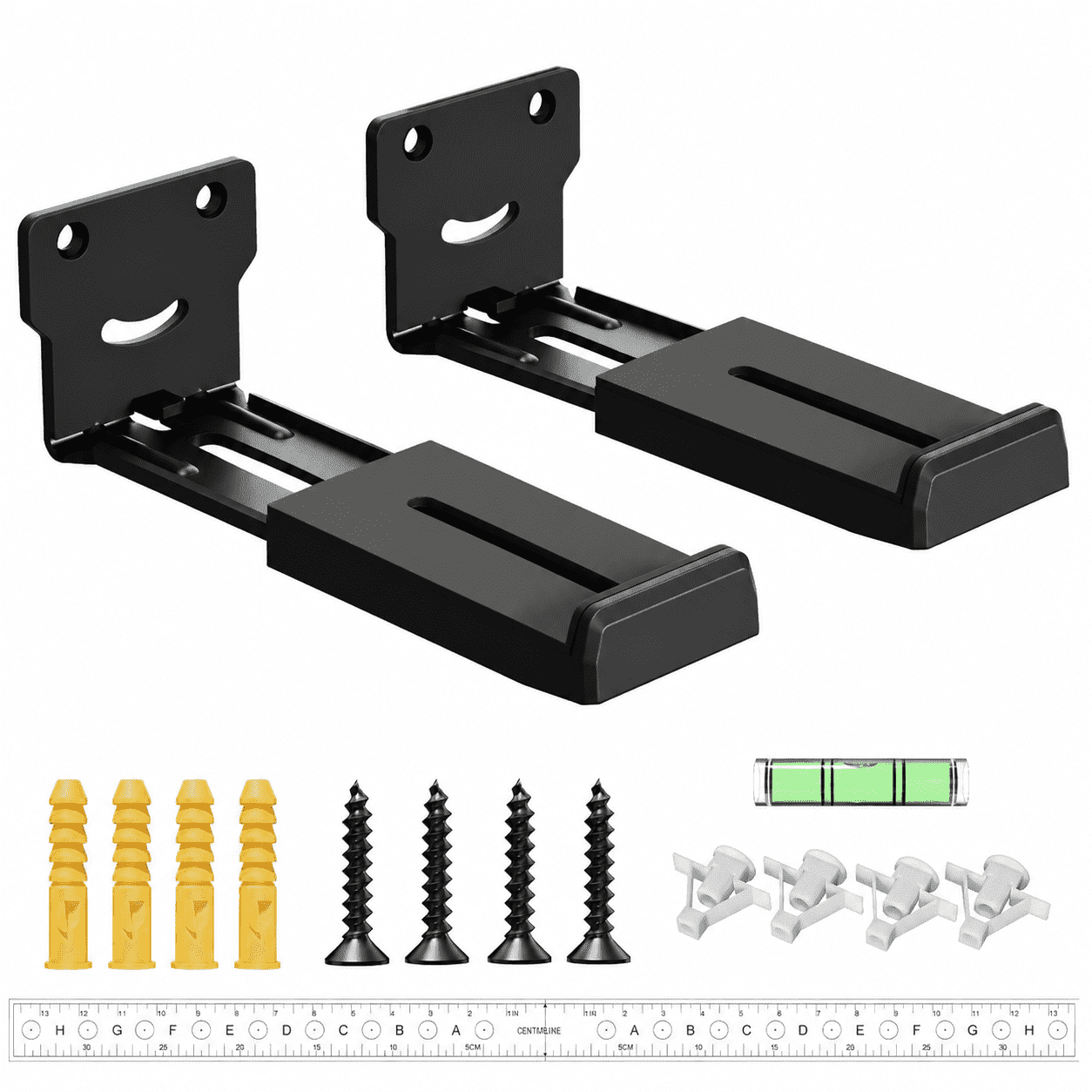 Universal Soundbar Wall Mount Bracket, Sound bar shelf,Adjustable 4-7.3 in, Dolby Atmos Compatible,66 lb
