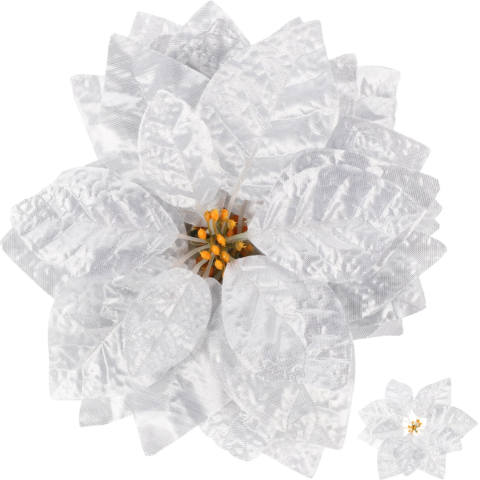 28pcs Xmas Artificial Poinsettia Flowers Fake Christmas Flowers Fake