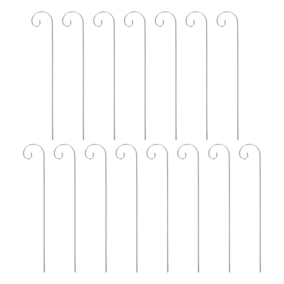 MUSEYA 15pcs Silver Metal Garden Shepherd Hooks for Outdoor Decorations Easy Installation WeatherResistant