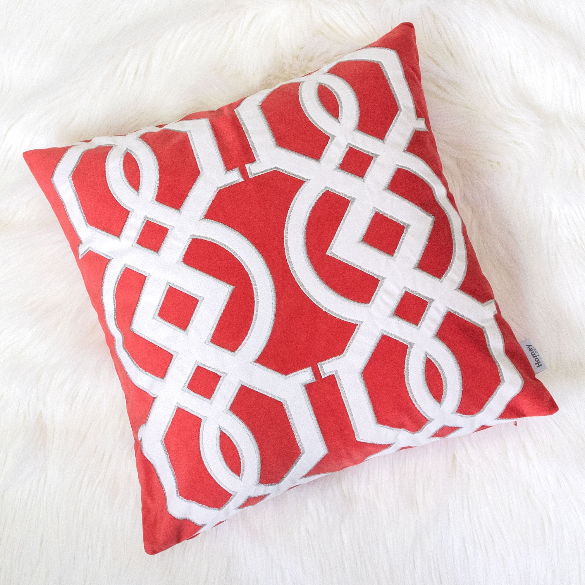 Nandini Coral Abstract Polyester 20 in. x 20 in. Throw Pillow