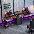 thumbnail image 2 of HOMCOM Computer Desk for 2 Person, Gaming Desk with USB Ports, Rustic Brown, 2 of 10