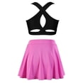 thumbnail image 2 of Moggemol Kids Girls 2PCS Sport Active Outfit Sleevelss Crop Top with Pleated Skort Skirt Set Tennis Black&Pink 10, 2 of 7