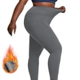 thumbnail image 4 of ManxiVoo Plus Size Thermal Fleece Lined High Waist Leggings with Convenient Pockets for Winter Workouts and Yoga Practice XL Size Grey, 4 of 7