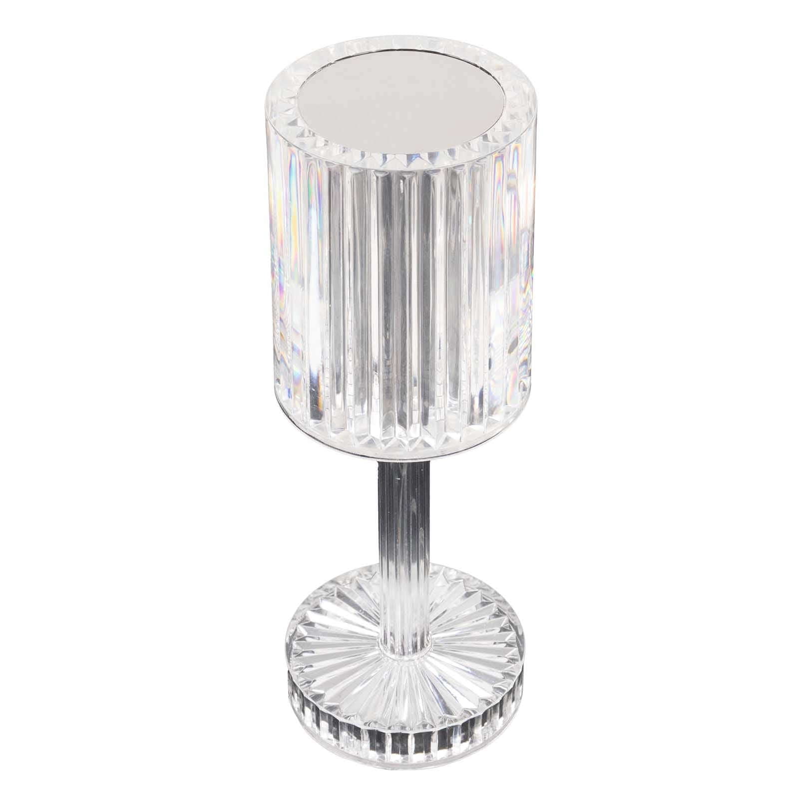Efavormart 10" LED Acrylic Crystal Cylinder Color Changing Cordless Table Lamp, Rechargeable RGB Touch Control Accent Lamp