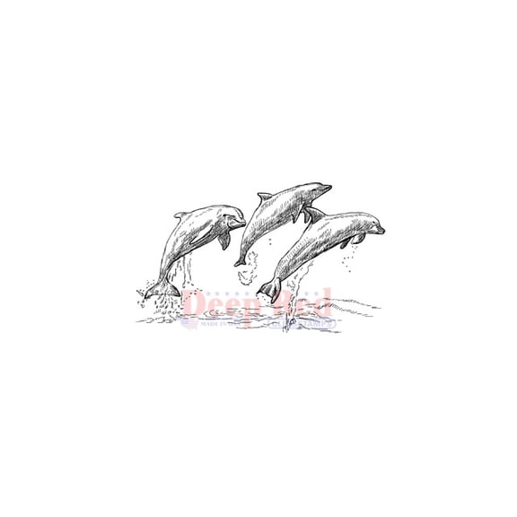 Deep Red Cling Stamp 3"x2"-dolphins