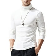 CenturyX Thermal Underwear for Men Long Sleeve Base Sweater Mock Turtleneck Base Layer Shirt for WinterWhiteL