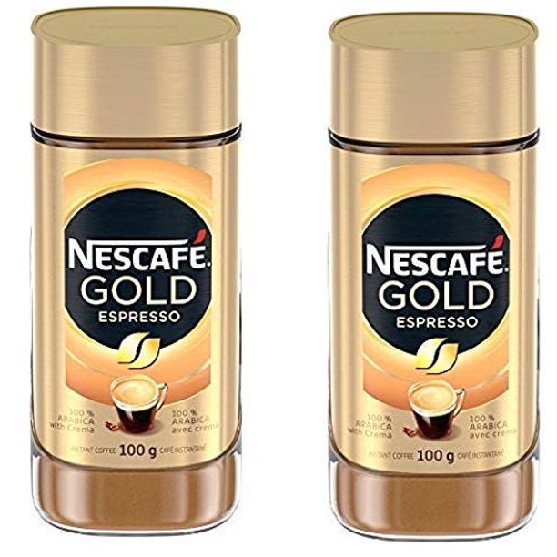NESCAFE Gold Espresso Instant Coffee, 100g/3.5oz, Jar (2 Pack