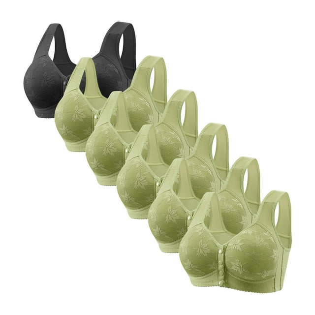 Posijego Women's Front Closure Bra 6 Pack Womens Plus Size Wireless Push up Full Coverage Everyday Bralettes