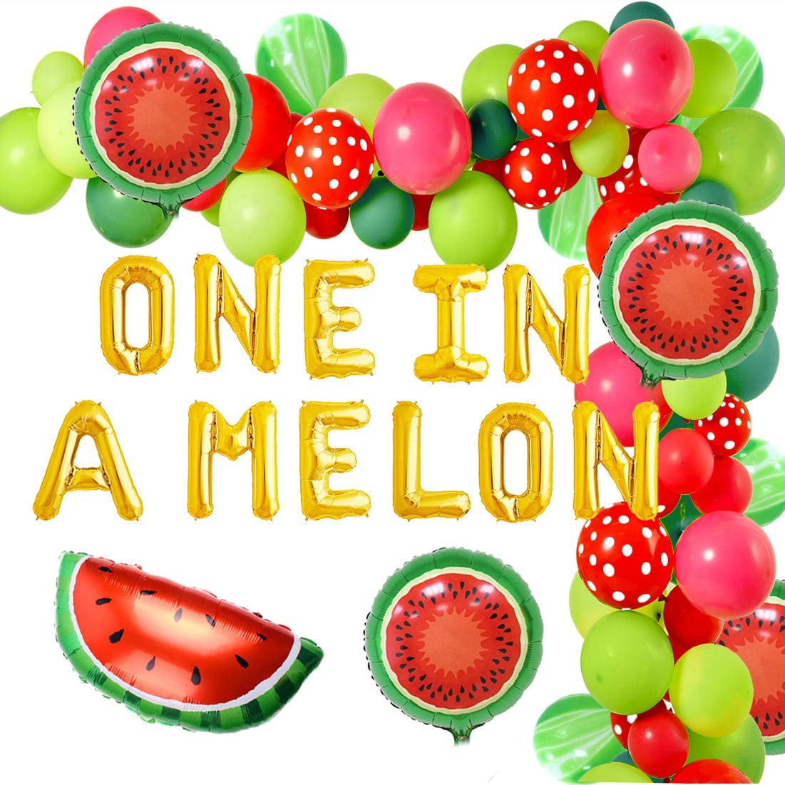 WERNNSAI Watermelon Birthday Party Supplies One in a Melon Party Decor for Girls 1st Birthday Banner Balloons Tablecloth Plates Cups Napkins Spoons Forks Cutlery Bag Utensils Serves 16 Guests 153PCS