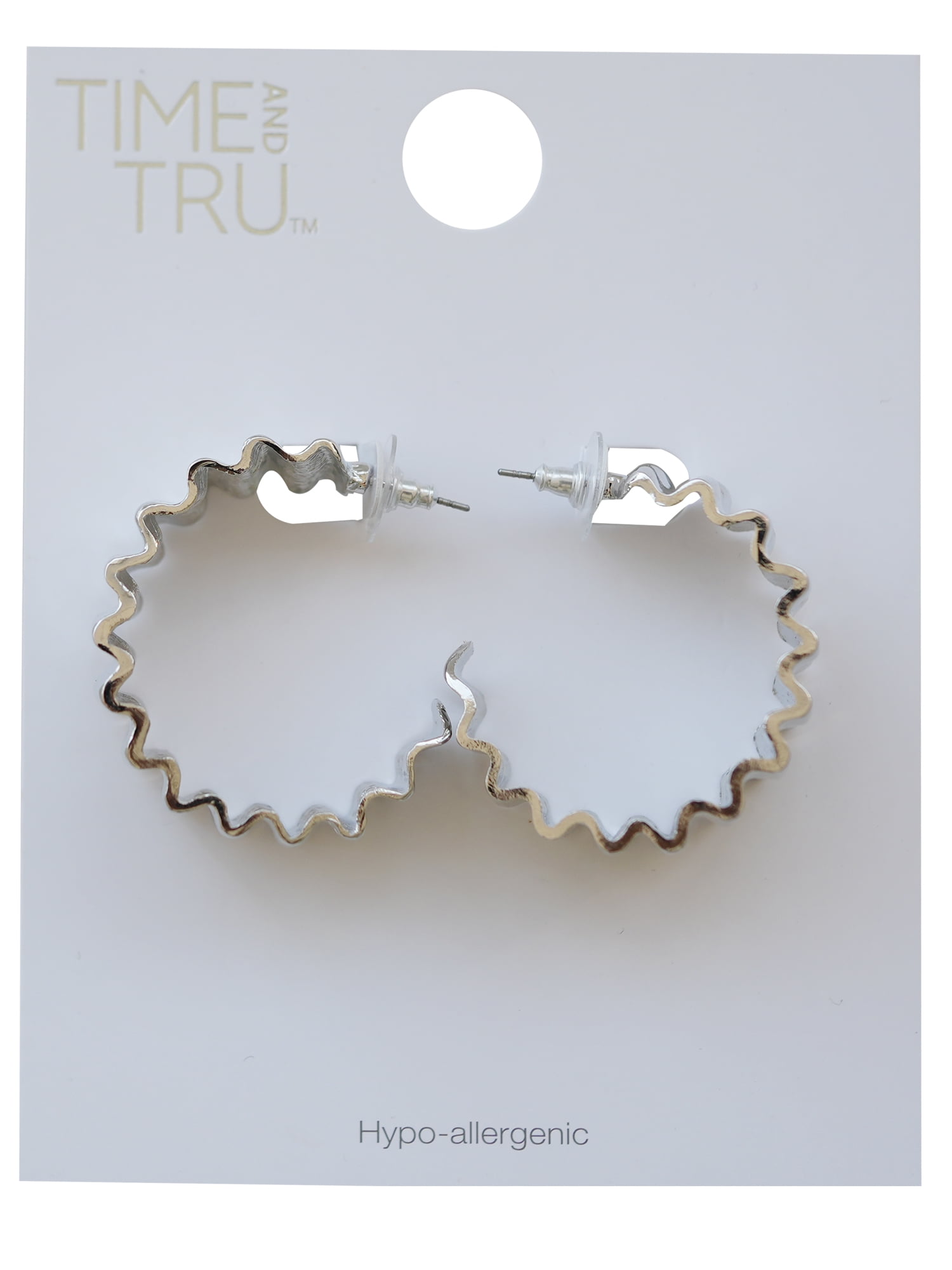 Time and Tru Women's C-Hoop Metal In Silver Plated Color