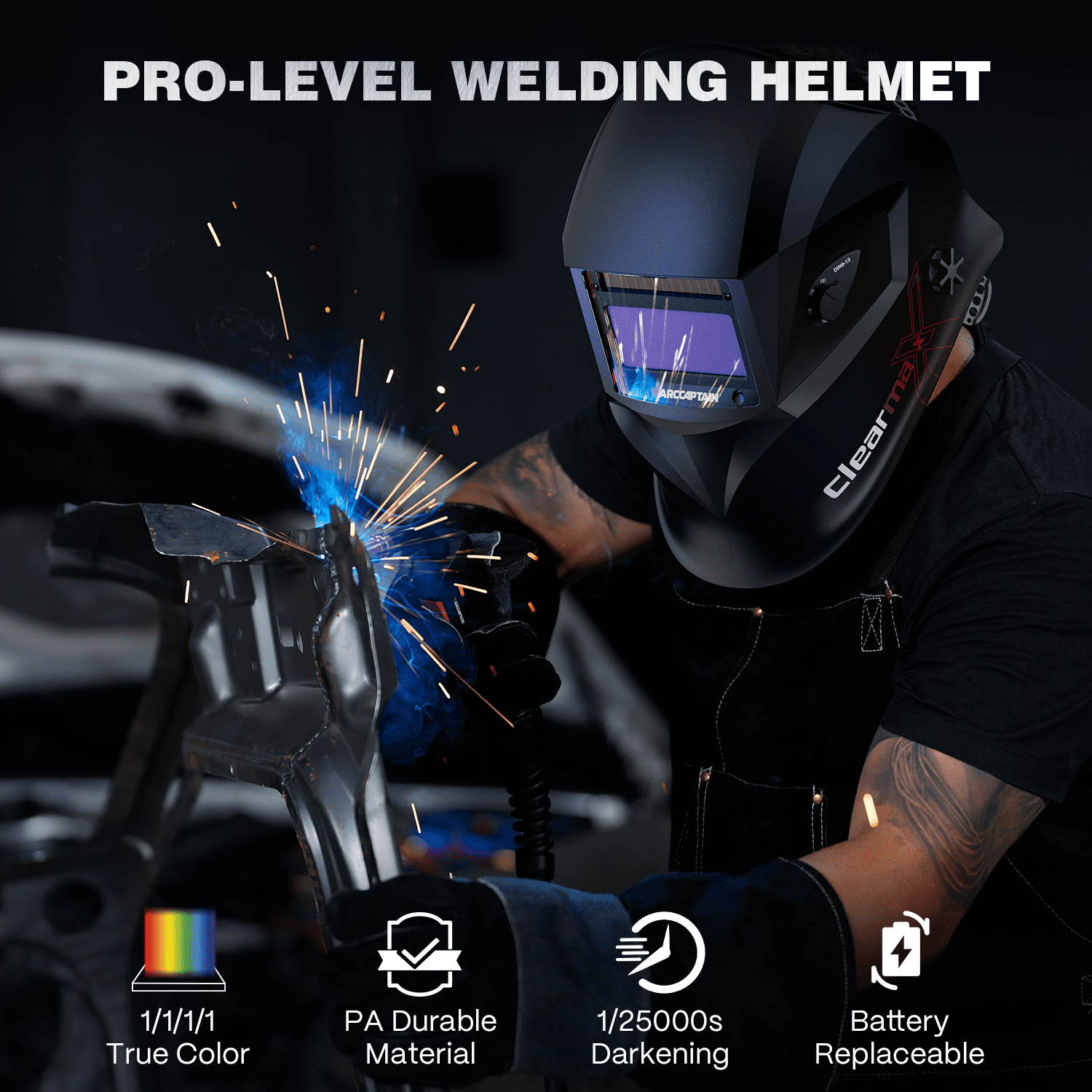 ARCCAPTAIN Small View Auto-Darkening true color Welding Helmet