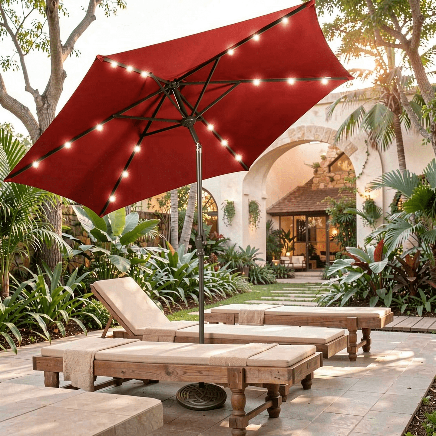 Biotree 22 Inch Heavy Duty Round Umbrella Base Stand Bronze - Heavy Duty Outdoor Patio Stand for Market and Offset Umbrellas