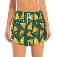 thumbnail image 2 of Susaid Pizza Print Women's High Waisted Running Shorts Quick Dry Athletic Gym Track Workout Shorts Zip Pocket-Medium, 2 of 7