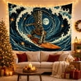 thumbnail image 3 of Ocean Waves Figure with Tiki Totem Character Surfing, Mystical Fantasy for Space Lovers, Galaxy Room Decor, Housewarming Gift, Tapestry Wall Hanging for Bedroom and Dorm, 3 of 7