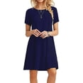 thumbnail image 3 of Vestido Mujer Verano Camiseta Larga Vestido De Manga Corta De Color Sólido, Azul Oscuro, M Methold AP001906-22, 3 of 4