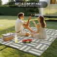 thumbnail image 4 of Green Stripes Texture Outdoor Rug for Patio/Deck/Porch, Non-Slip Large Area Rug 6 x 9 Ft, Retro Minimalist Geometric Lines Art Indoor Outdoor Rugs Washable Area Rugs, Camping Rug Carpet Runner, 4 of 8