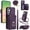 Dark purple, variant on For Samsung Galaxy A36 5G RFID Blocking Wallet Case Magnetic Flip Cover Multi-Card Slots Zipper Pocket With 360 ° Rotating Ring Holder Detachable Shoulder Strap And Wrist Strap,Dark purple