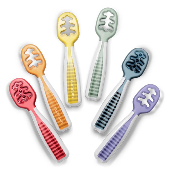 Juego de cucharas para bebés NumNum Pre-Spoon GooTensils para mayores de 6 meses, 6 unidades