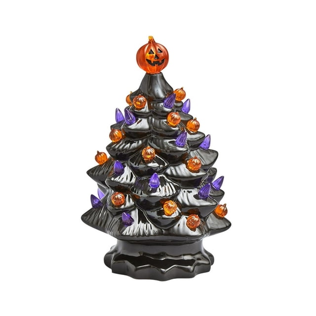 Décoration d'Arbre d'Halloween en Résine Éclairée, Alimentée par Piles, Déco de Table