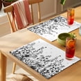 thumbnail image 4 of Grey Botanical Placemats Set of 4 Dragonfly Flower Leaf Retro Ink Style Place Mats Indoor Wipeable Table Mats Washable Cloth Dining Table Placemats for Kitchen Holiday Party Home Decor 13x19 Inch, 4 of 9