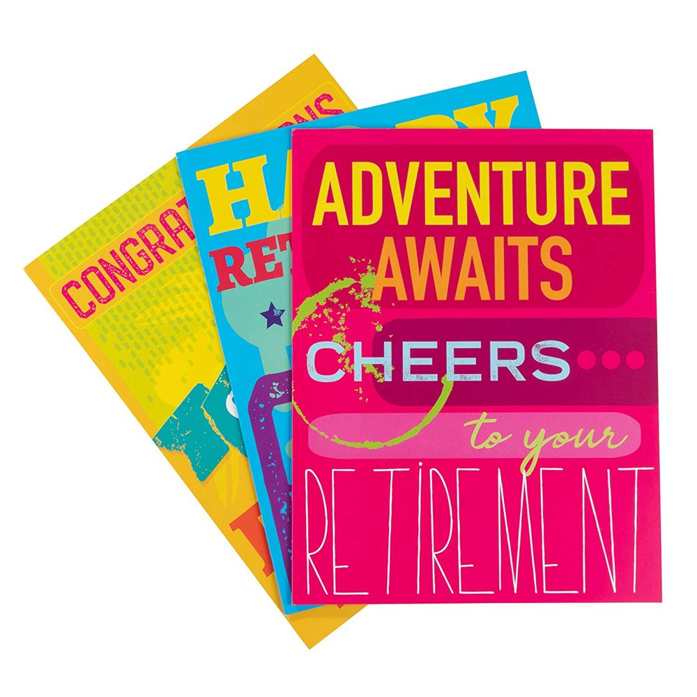 3Pack Large Jumbo Retirement Farewell Cards with Envelopes, 8.5 X 11