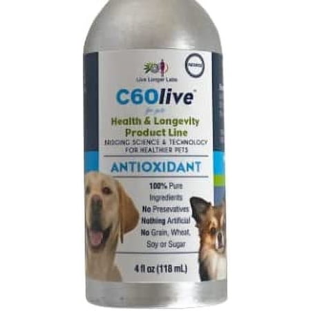 C60live - Antioxidant Supplement for Dogs - Carbon 60 (Fullerene) with Curcumin, Black Seed Oil, & Olive Oil - For Longevity, Immunity, & Joint Health - Naturally Formulated for Pets - 4oz Pump Bottle
