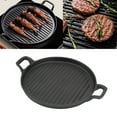 thumbnail image 4 of Round Cast Iron Frying Pan Cast Iron Grill Fry Pan Cast Iron Griddle Reversible Dual Handle Ribbed Round Cast Iron Frying Pan For Gas Electric Stovetop 24cm / 9.4in, 4 of 8