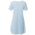 thumbnail image 2 of FashionOutfit Women's Solid Round Neck Short Sleeves Dress with Side Pocket, 2 of 5