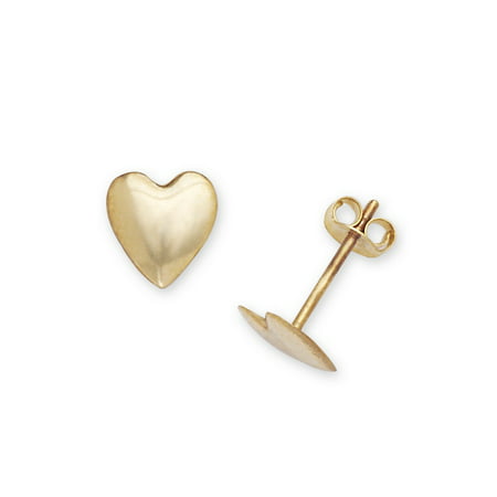 14k Yellow Gold Large Heart Stamping Earrings - Measures 7x6mm
