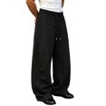 thumbnail image 2 of Men's Casual Pants Comfortable Wide Leg Long Pants Solid Color Sanitary Pants for Man, 2 of 8