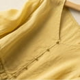 thumbnail image 4 of Wlynlyn Tops for Women Trendy Short Sleeve Cotton Linen Shirts Button up V Neck Dressy Casual Blouses Babydoll Summer Top, 4 of 5