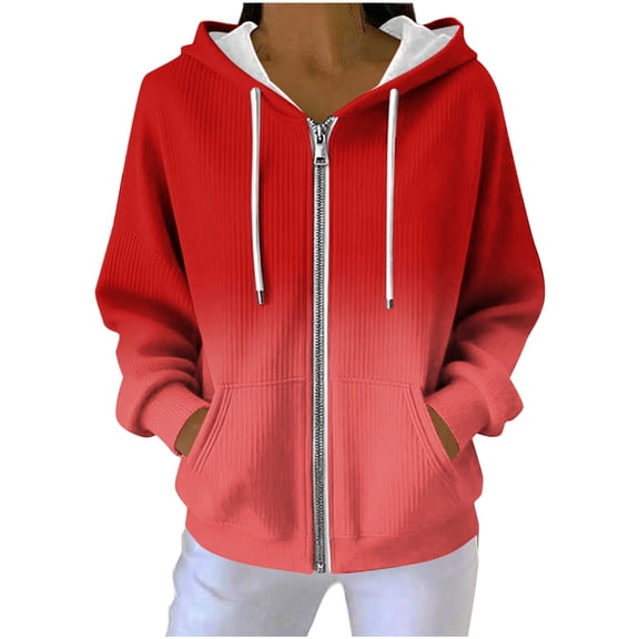 Women’s Zipper Hoodies Lightweight Long Sleeve Sweatshirt Comfy Soft Fashion Fall Jackets for Women with Pockets