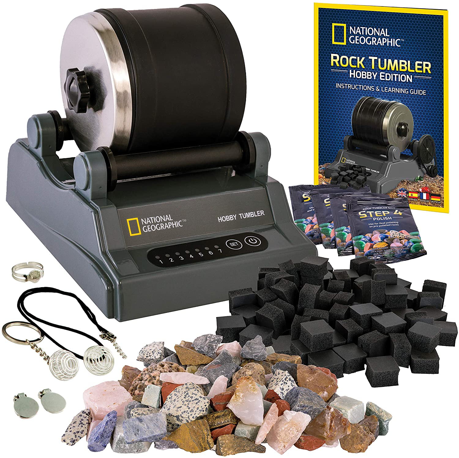 Rock Polisher for Kids & Adults, National Geographic Hobby Rock Tumbler Kit 