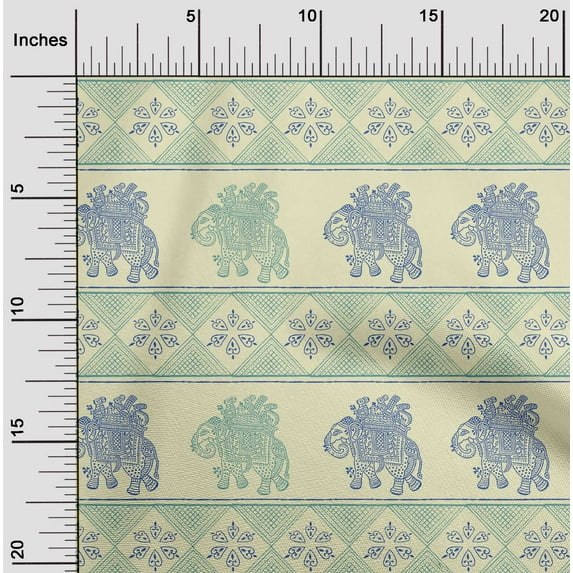 oneOone Organic Cotton Voile Fabric Floral & Elephant Block Fabric Prints By Yard 42 Inch Wide