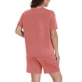 thumbnail image 4 of Asklazy Two Piece Sets for Women Summer Travel Vacation Outfits Pleated Short Sleeve Lounge Sets,Mother‘s Day,Orange,L, 4 of 9