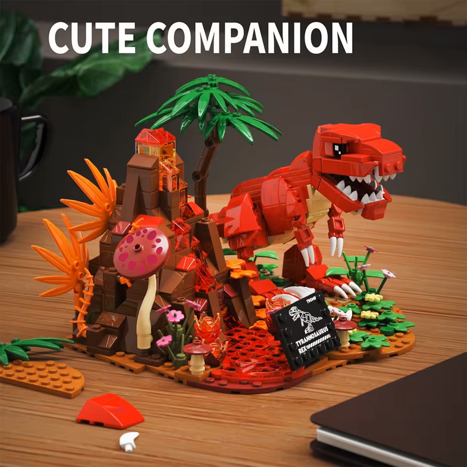 GZBrick Dinosaur World Building Sets Compatible with Lego Animals Volcano Foraging T.Rex for Adults Boy 559PCS