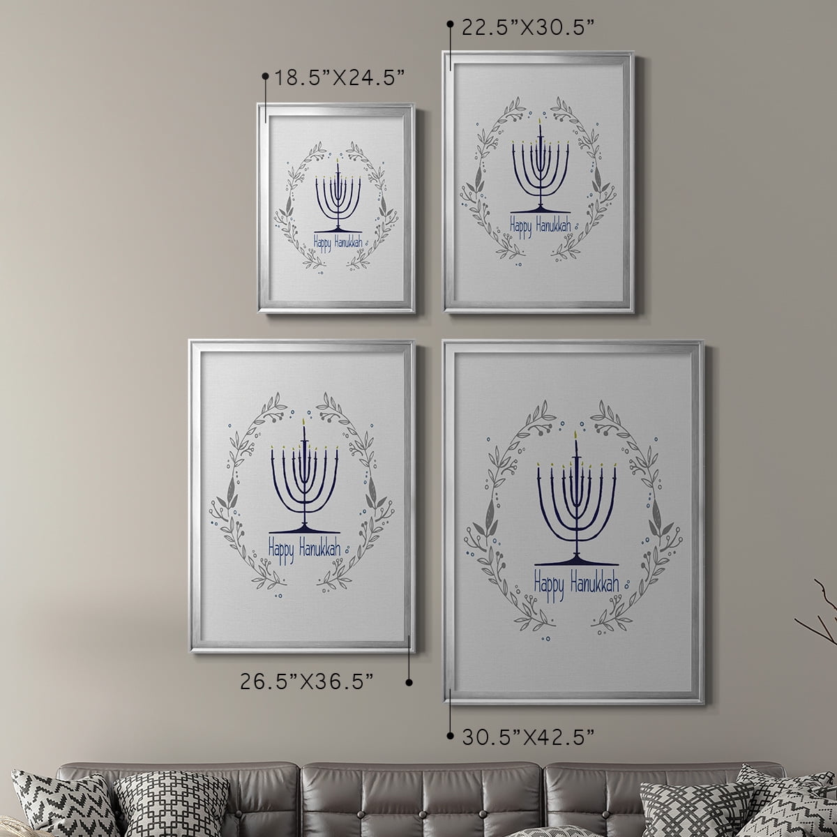 Happy Hanukkah II Premium Framed Print - Ready to Hang