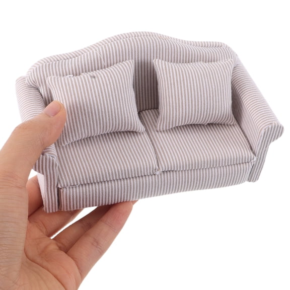 ELAYARD 2-Piece Dollhouse Living Room Sofa and Armchair Set Fabric Upholstered Miniature Furniture