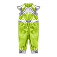 thumbnail image 3 of Hansber Infant Baby Alien Outfit 2-Pieces Sleeveless Shiny Metallic Jumpsuit with Antenna Headband Fluorescent Green 6-12M, 3 of 7
