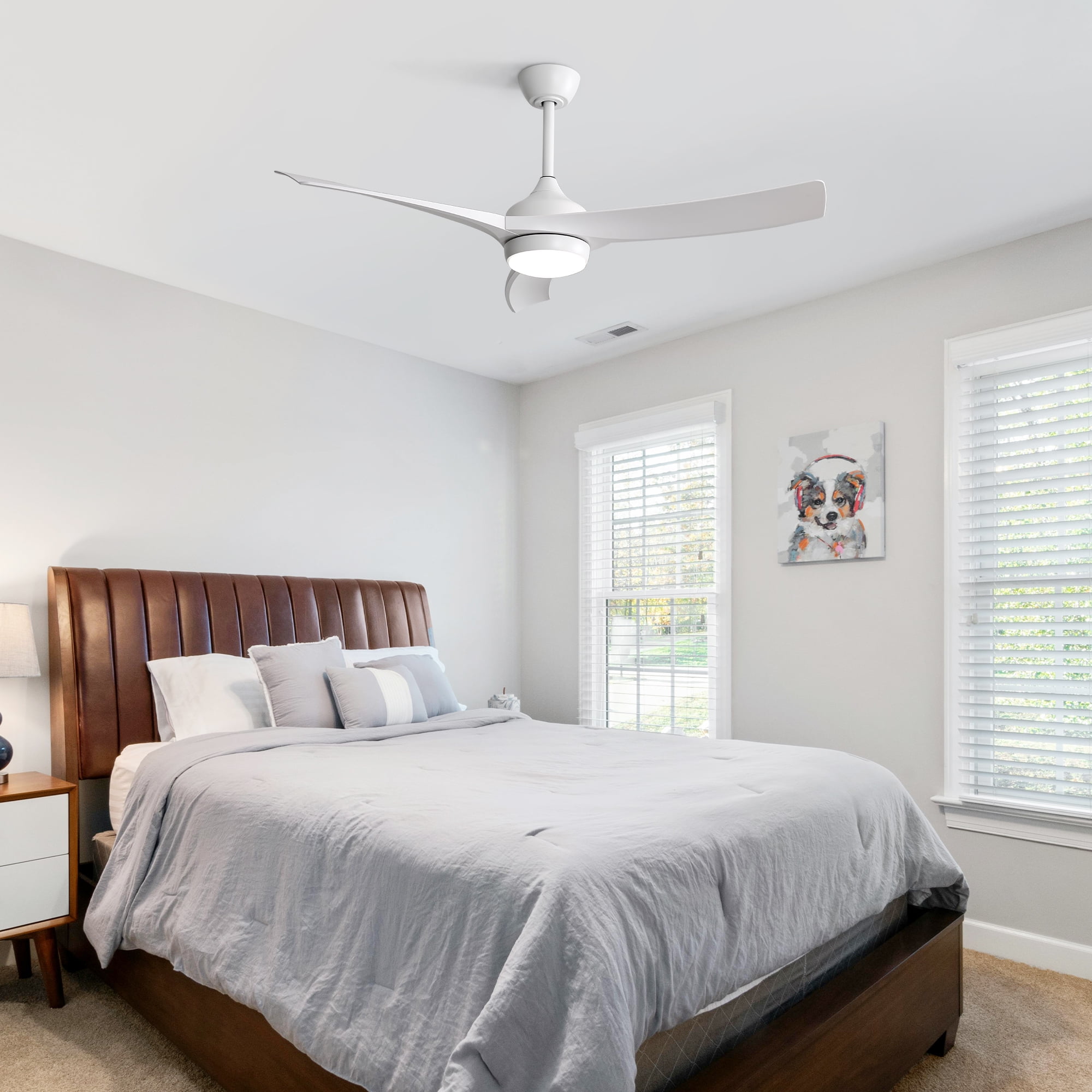 Sofucor 52 Inch White Ceiling Fans with Lights Remote Control, White Outdoor Ceiling Fan with Light Airflow 6000CFM 3 CCT Dimmable 3-Timer ABS 3 Blades