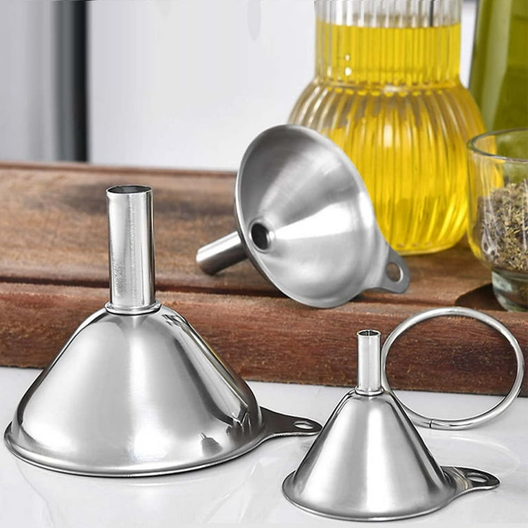 Delove Stainless Steel Funnel for Filling Bottles - Small Funnels for  Kitchen Use,Great for Liquids,Essentail Oil,Powders - Food Grade - 3 Pack