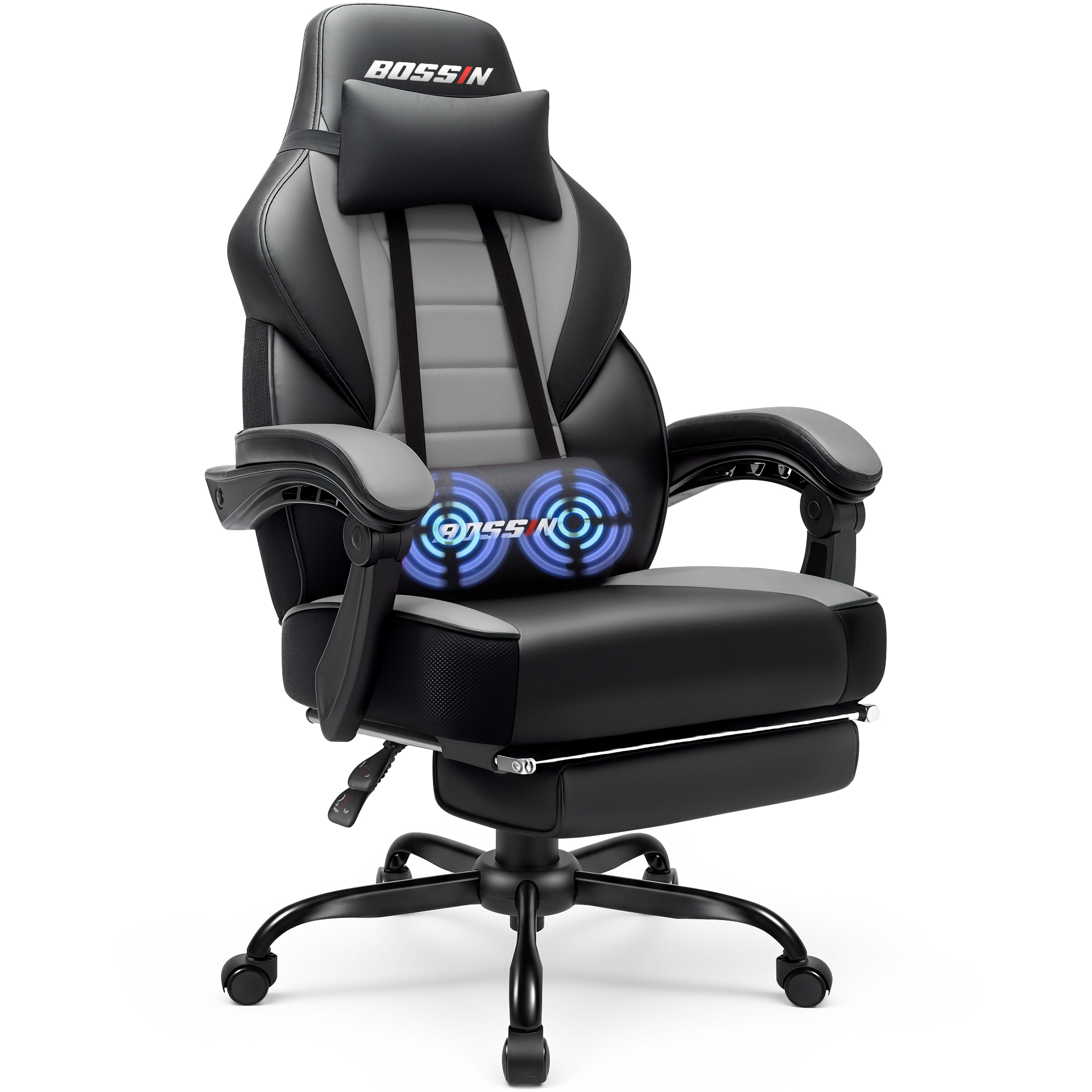 Bossin Gaming Chair with Massage, Footrest, and Lumbar Support photo 1