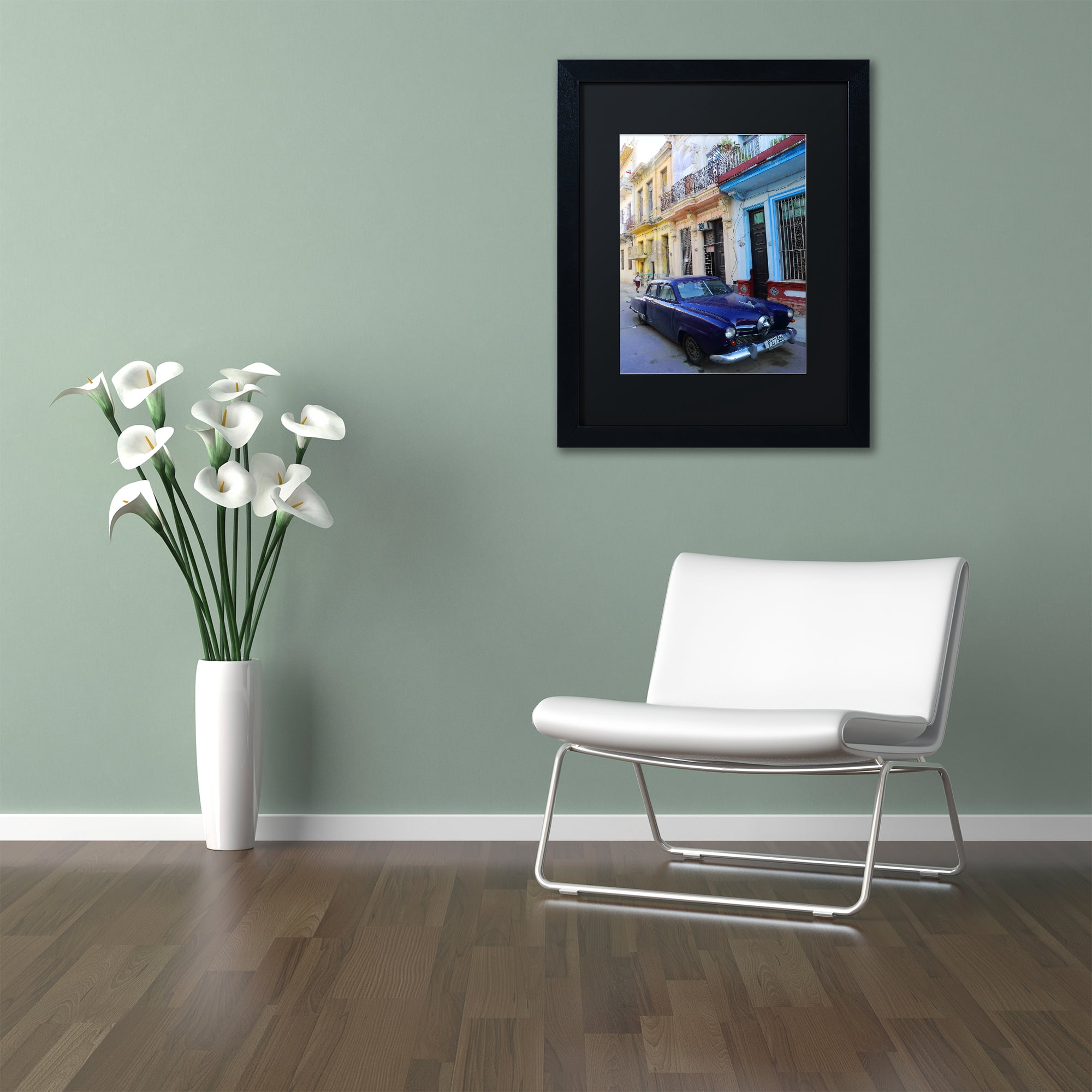 Trademark Fine Art 'Vatage Blue Studebaker in Havana' Black Framed Art by Masters Fine Art