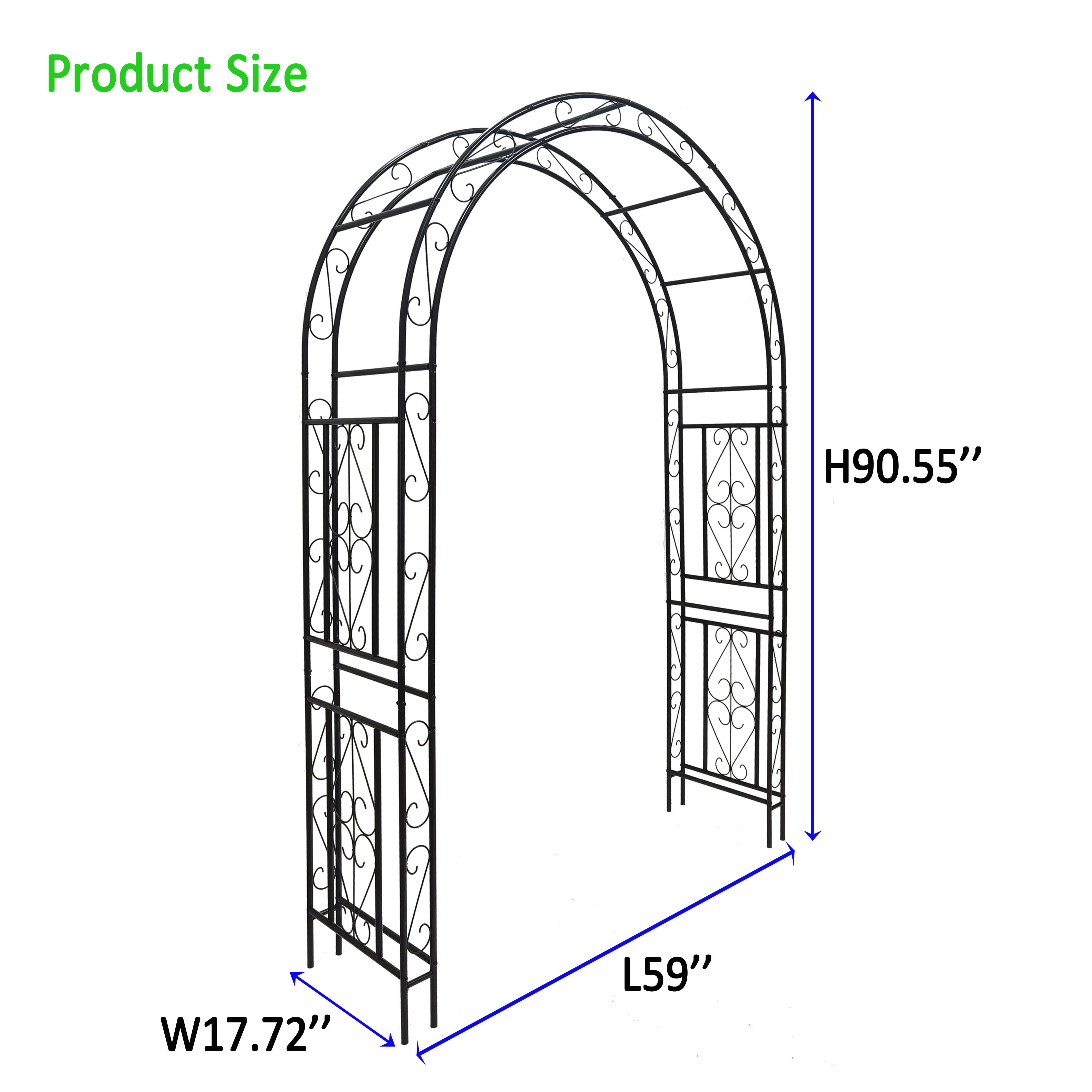 Garden Arch, Climbing Plants Support Rose Arch Outdoor Black L59" x W17.71" x H90.55"