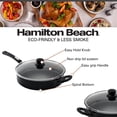 thumbnail image 3 of Hamilton Beach Nonstick Covered Saute Pan 11-Inch - Black Aluminum Saute Pan with Soft Touch Bakelite Handle & Glass Lid - Flared Edge - Spiral Bottom, Multipurpose Use - Durable & Dishwasher Safe, 3 of 6