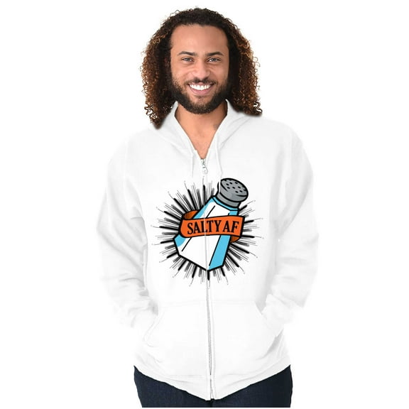 Funny Salty AF Sarcastic Joke Unisex Fleece Graphic Zip Up Hoodie Brisco Brands 5X