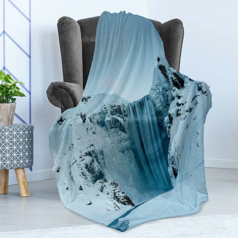 Waterfall Soft Flannel Fleece Throw Blanket Frozen River Heavenly