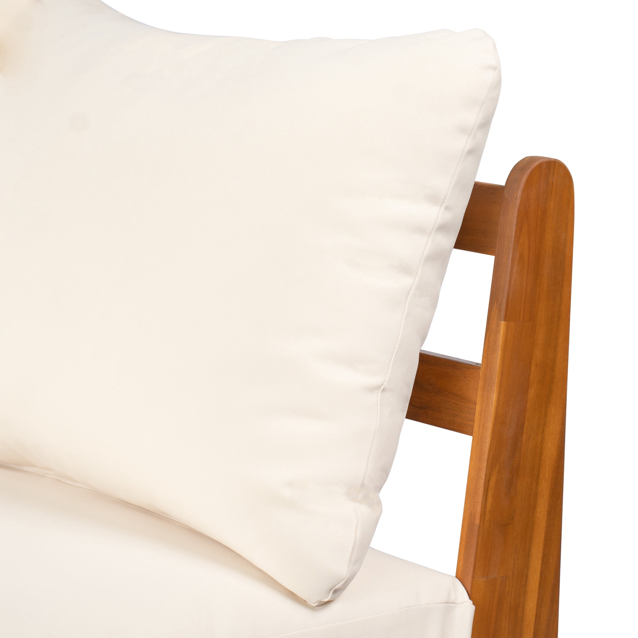 Christopher Knight Home Outdoor 3-Seat Sofa with Reclined Wood Frame & Water-Resistant Cushions, Teak+Beige