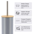 thumbnail image 4 of Gray Metal Toilet Brush and Holder Set With Bamboo Lid, 4 of 8